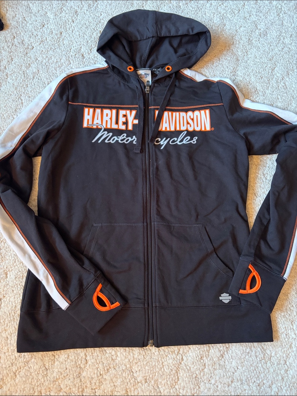 Harley-Davidson Black Hoodie with back venting and thumb holes